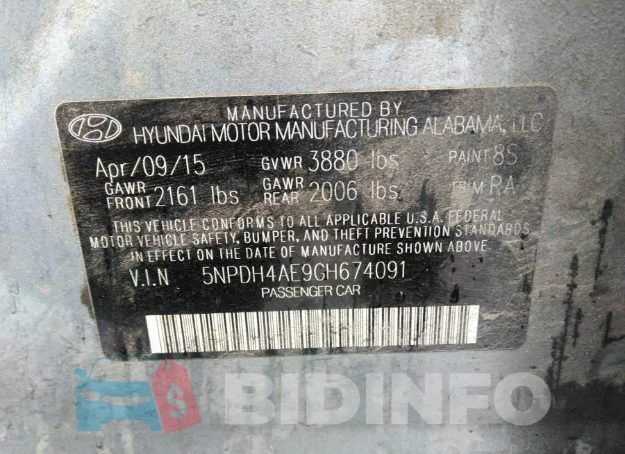 5NPDH4AE9GH674091 Photo# 9