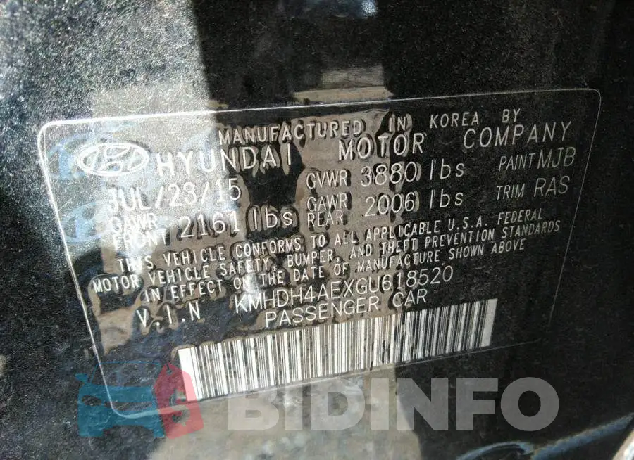 KMHDH4AEXGU618520 Photo# 9