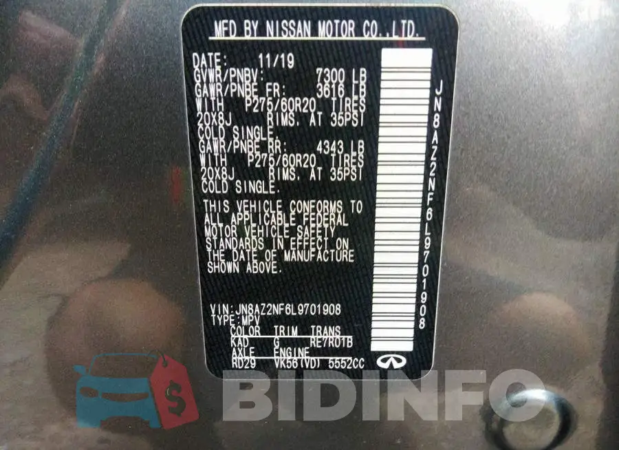 JN8AZ2NF6L9701908 Photo# 9