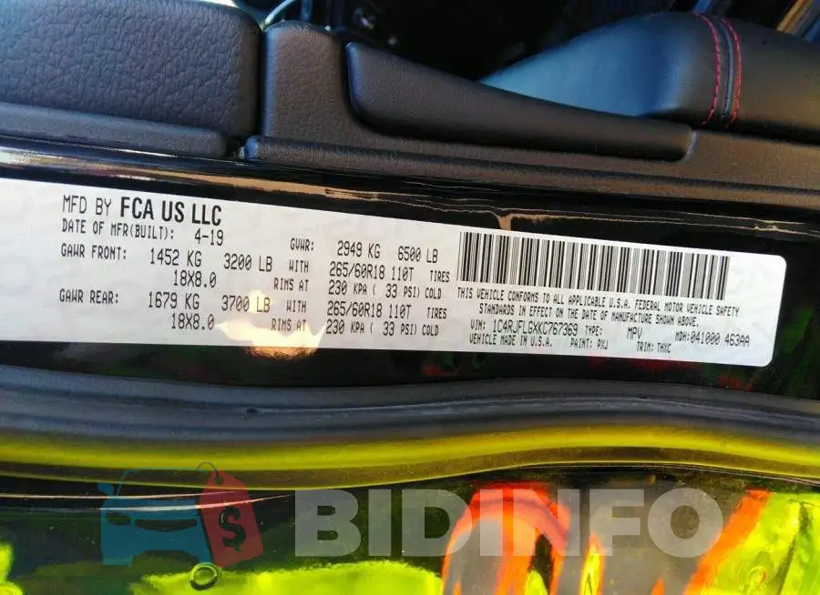 1C4RJFLGXKC767369 Photo# 9