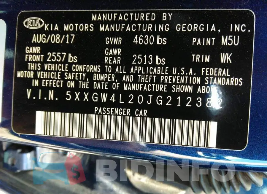 5XXGW4L20JG212382 Photo# 9