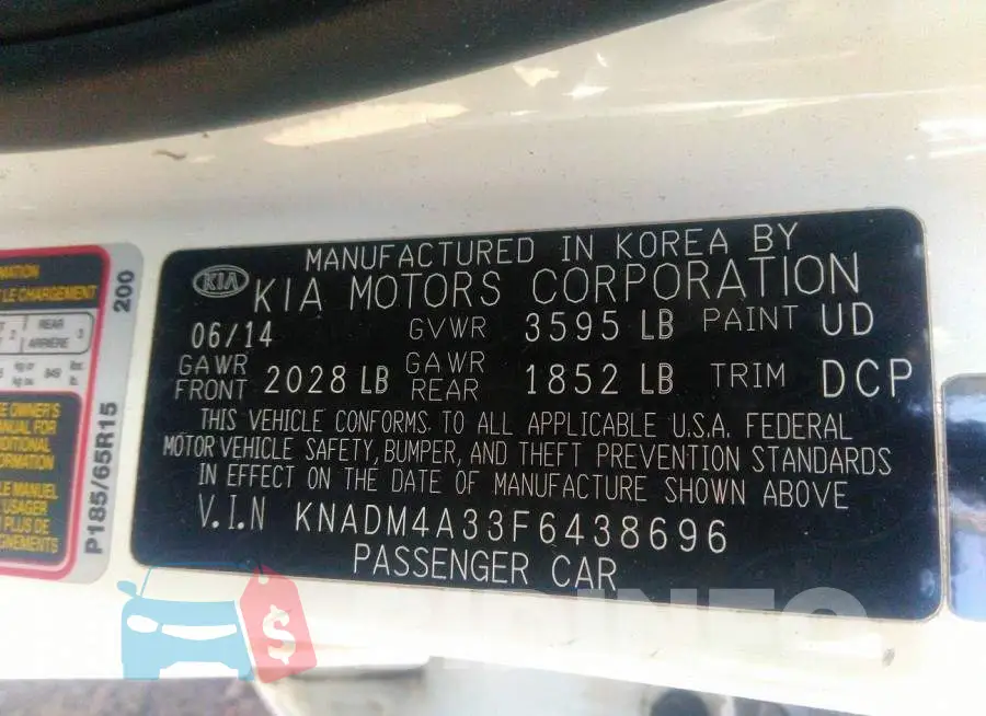 KNADM4A33F6438696 Photo# 9