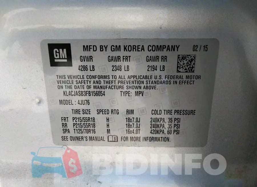 KL4CJASB3FB156054 Photo# 9