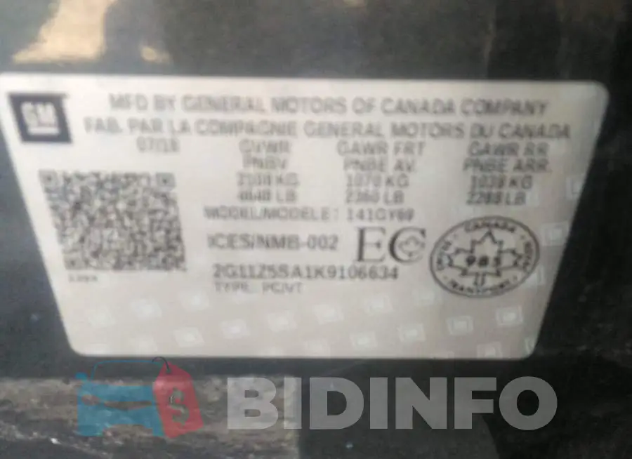 2G11Z5SA1K9106634 Photo# 9