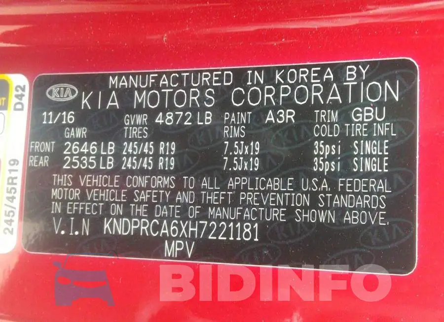 KNDPRCA6XH7221181 Photo# 9