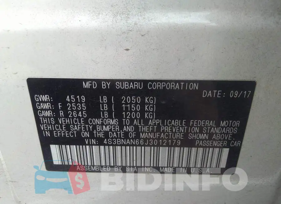 4S3BNAN66J3012179 Photo# 9