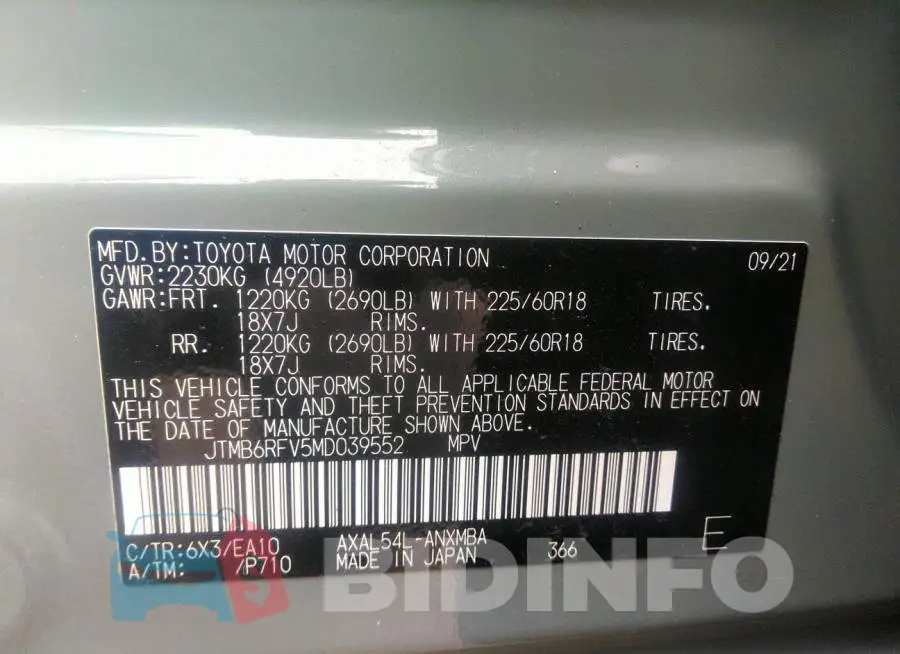 JTMB6RFV5MD039552 Photo# 9