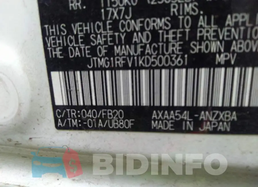 JTMG1RFV1KD500361 Photo# 9