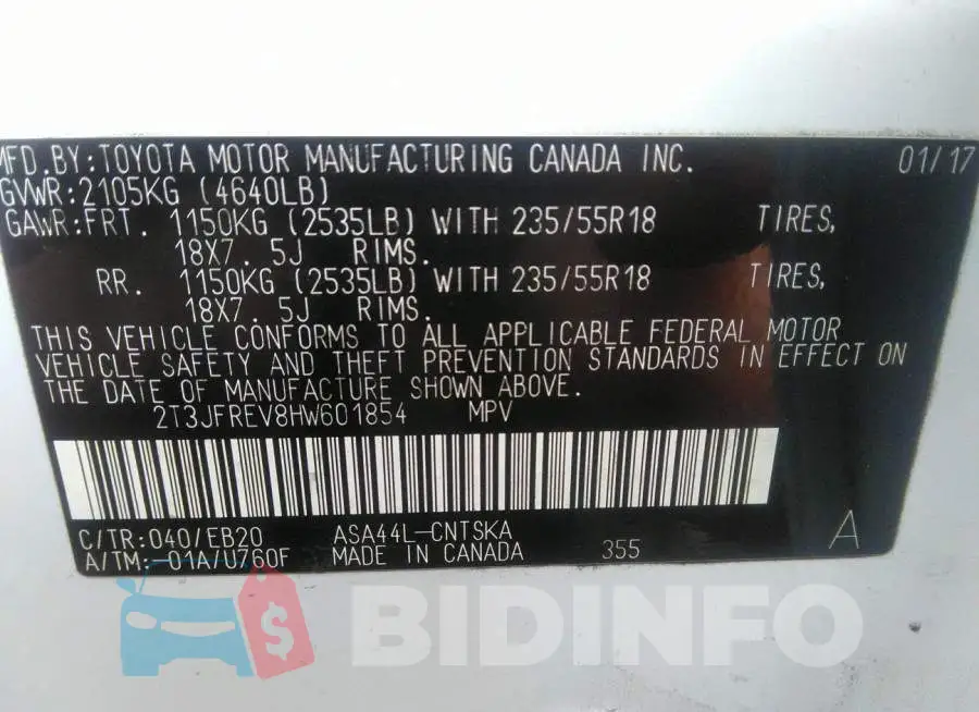 2T3JFREV8HW601854 Photo# 9
