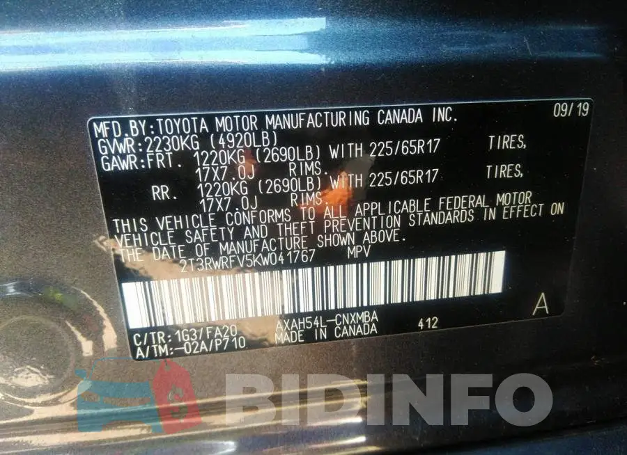 2T3RWRFV5KW041767 Photo# 9