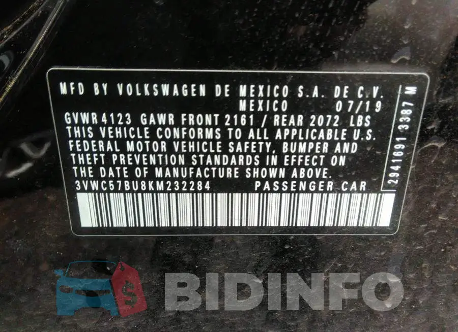 3VWC57BU8KM232284 Photo# 9