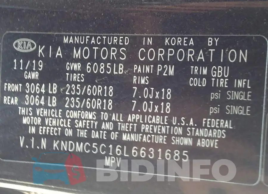 KNDMC5C16L6631685 Photo# 9
