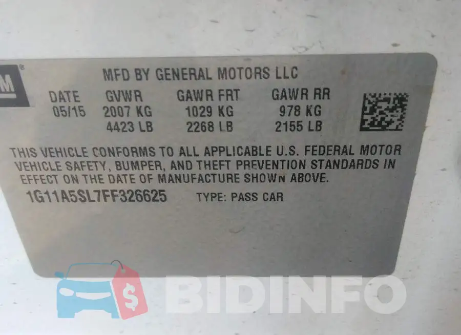 1G11A5SL7FF326625 Photo# 9