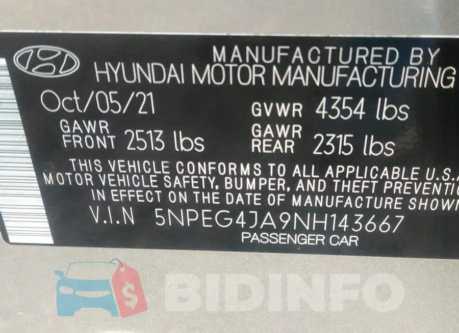 5NPEG4JA9NH143667 Photo# 9