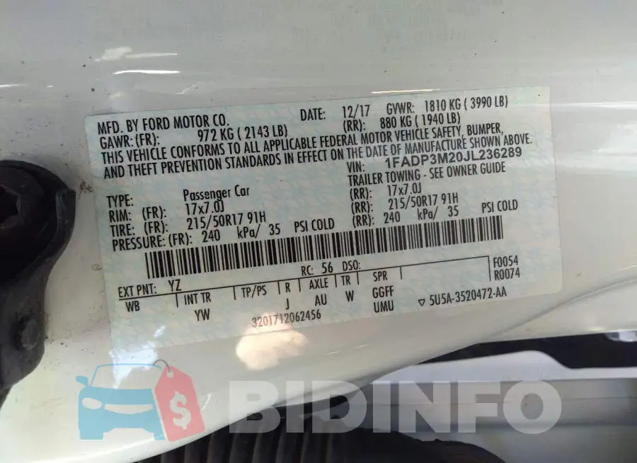 1FADP3M20JL236289 Photo# 9
