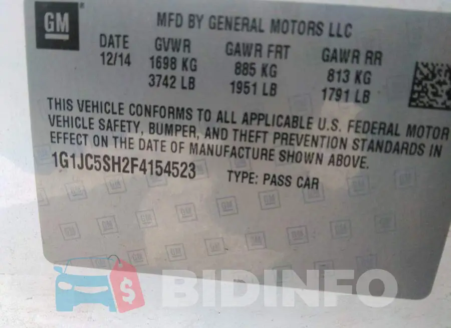 1G1JC5SH2F4154523 Photo# 9