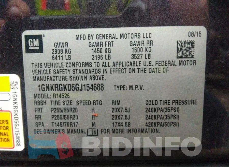 1GNKRGKD5GJ154688 Photo# 9
