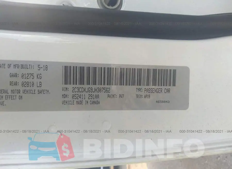 2C3CDXJG9JH307562 Photo# 9