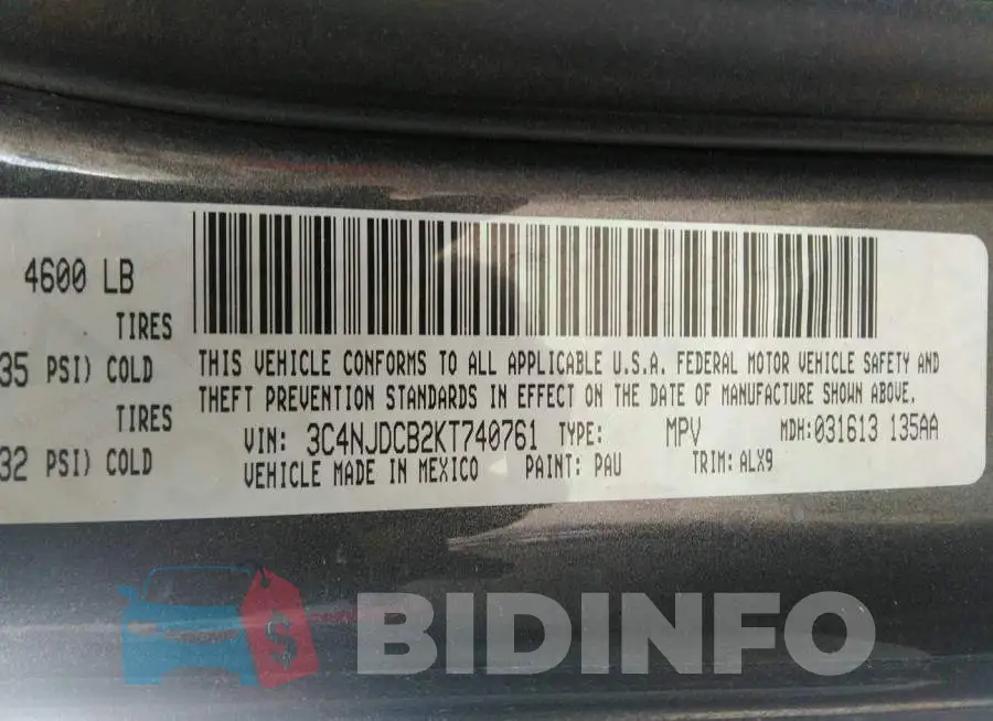 3C4NJDCB2KT740761 Photo# 9