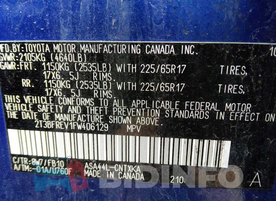 2T3BFREV1FW406129 Photo# 9