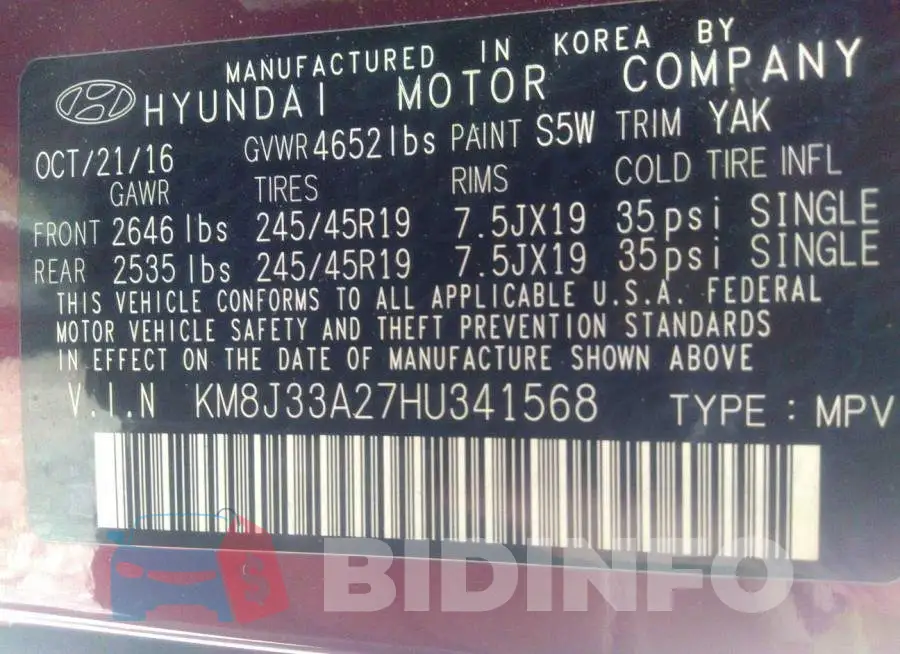 KM8J33A27HU341568 Photo# 9