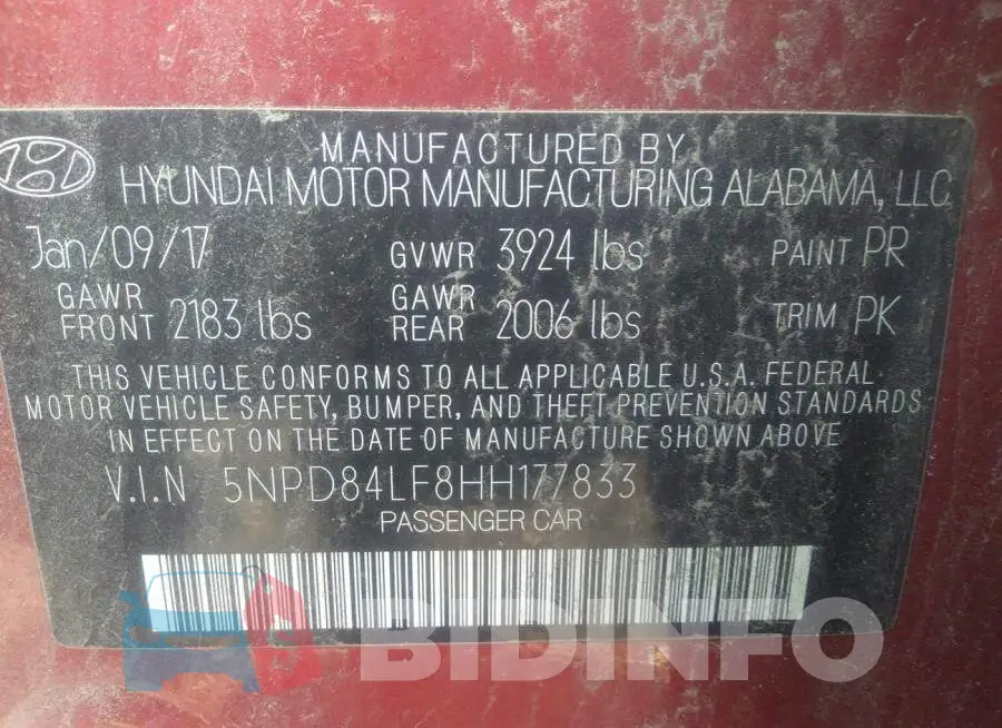 5NPD84LF8HH177833 Photo# 9