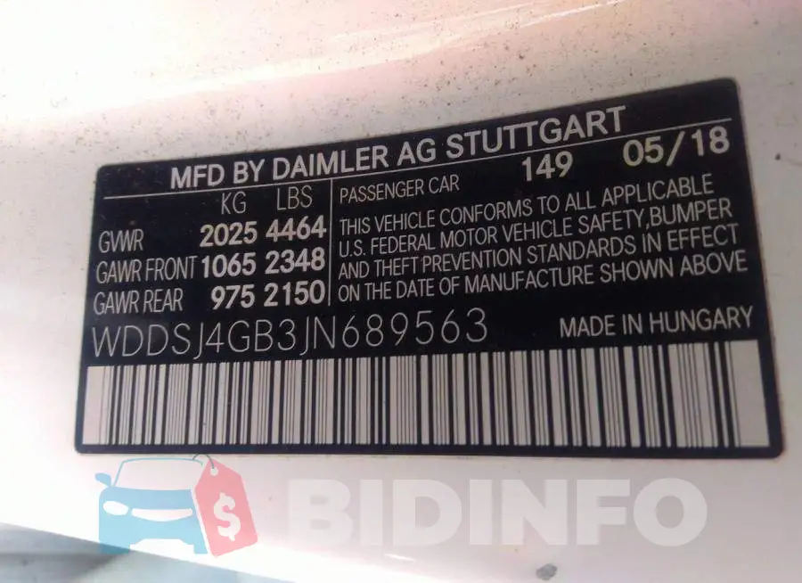 WDDSJ4GB3JN689563 Photo# 9