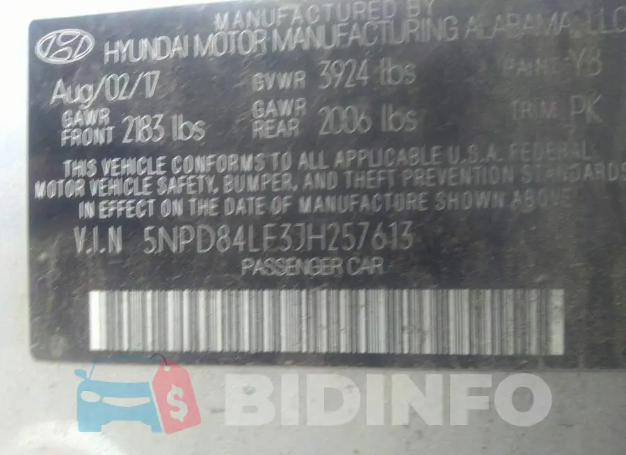 5NPD84LF3JH257613 Photo# 9