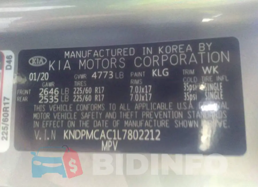 KNDPMCAC1L7802212 Photo# 9