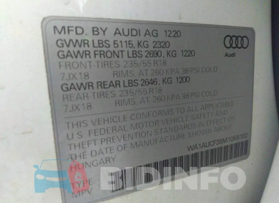 WA1AUCF38M1068102 Photo# 9