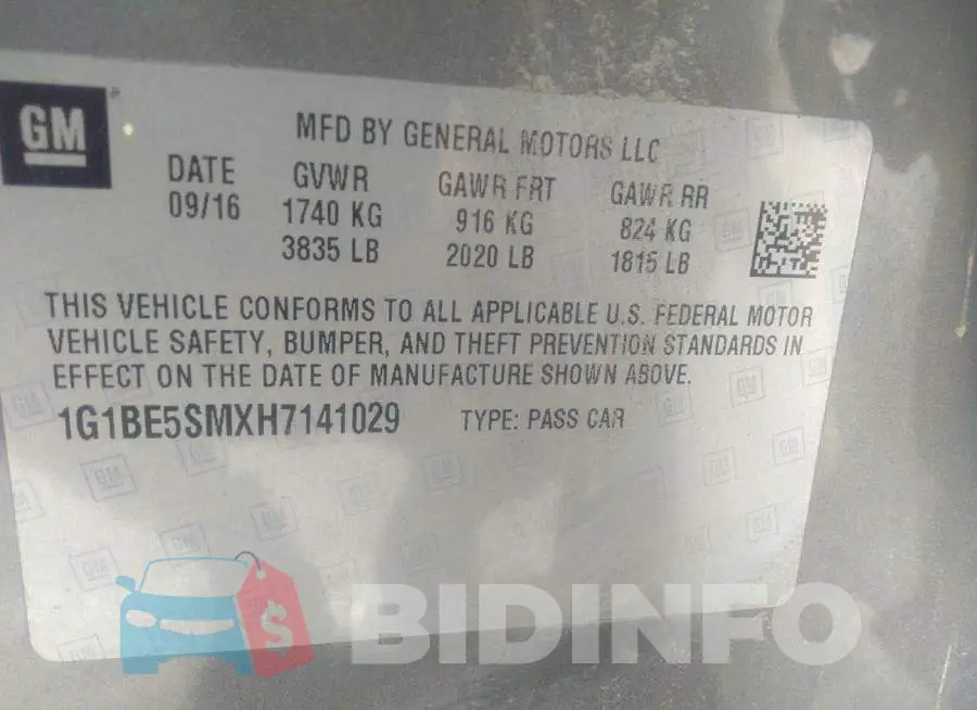 1G1BE5SMXH7141029 Photo# 9