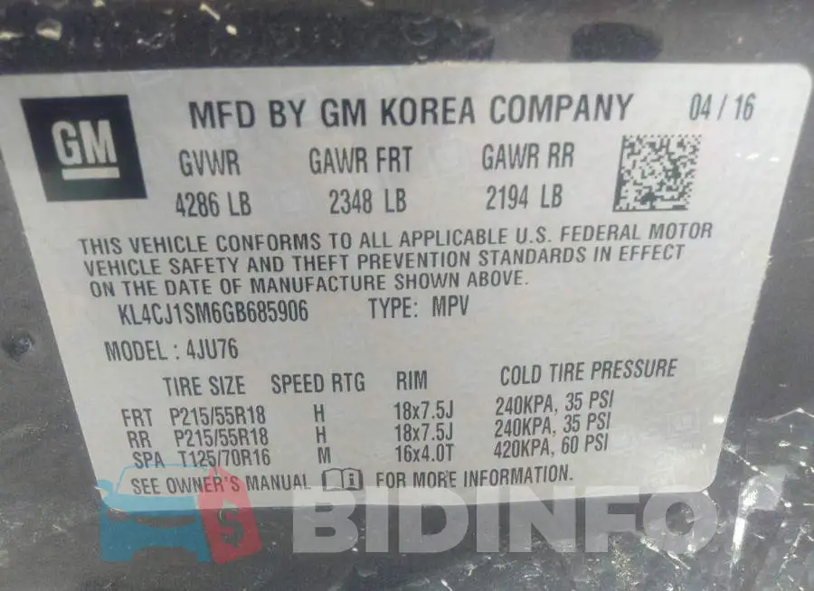 KL4CJ1SM6GB685906 Photo# 9