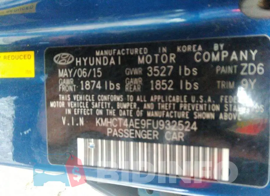 KMHCT4AE9FU932524 Photo# 9