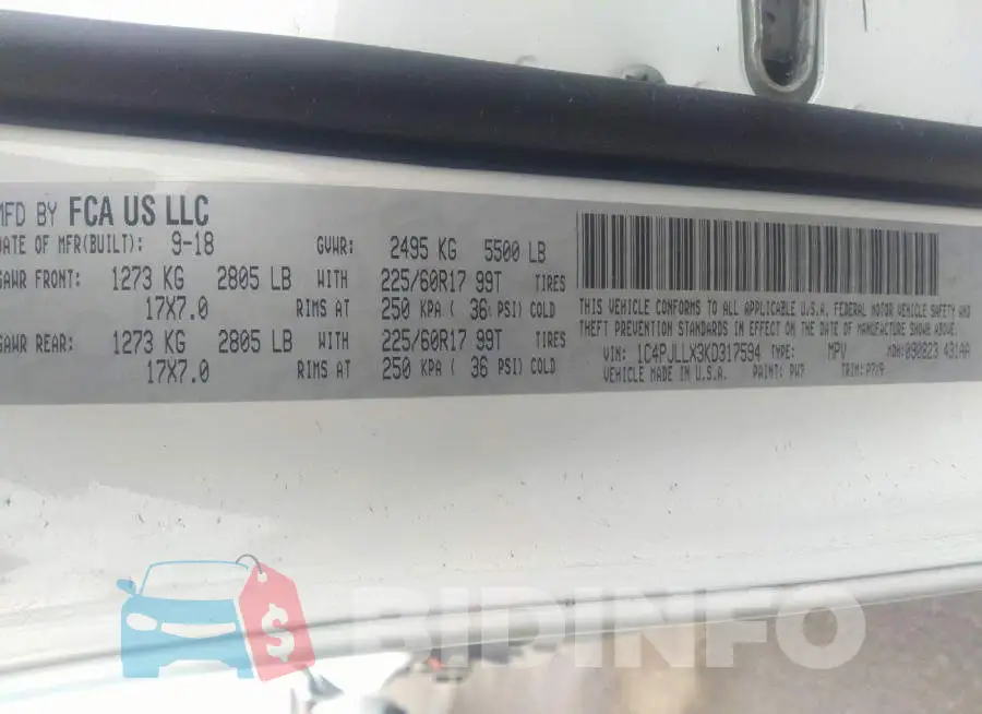 1C4PJLLX3KD317594 Photo# 9