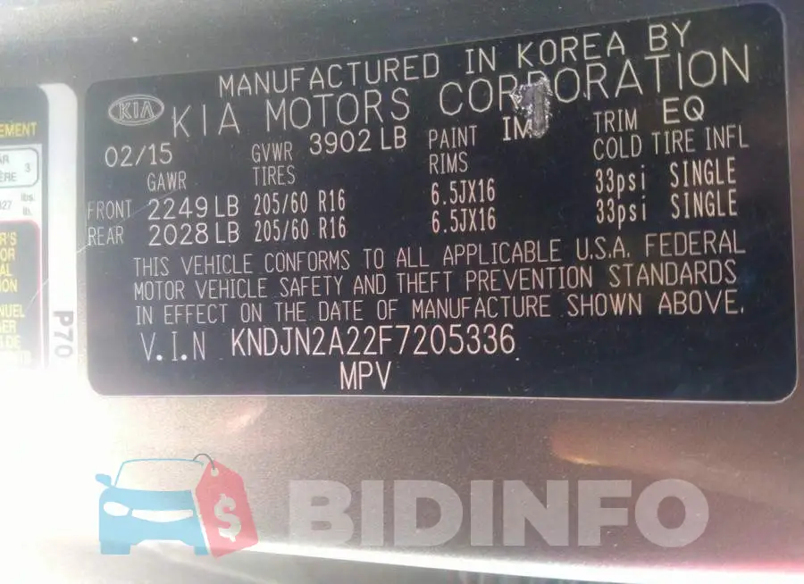 KNDJN2A22F7205336 Photo# 9
