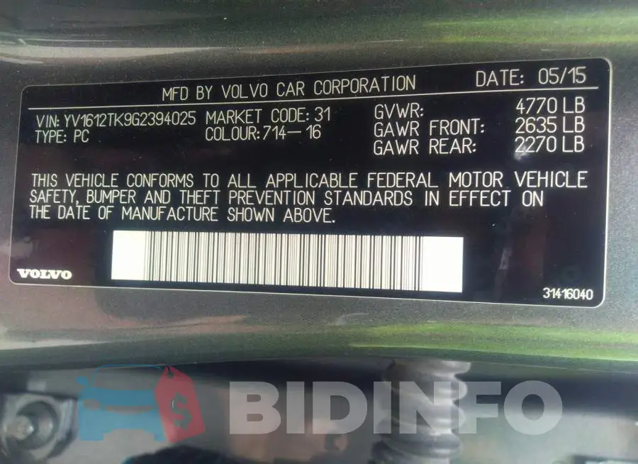 YV1612TK9G2394025 Photo# 9