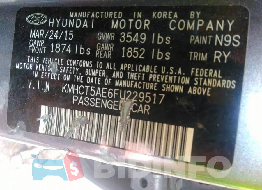 KMHCT5AE6FU229517 Photo# 9