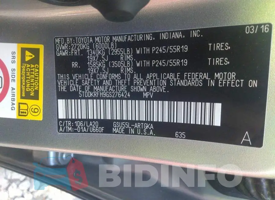 5TDDKRFH9GS276424 Photo# 9