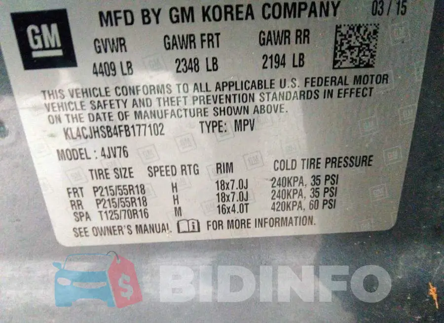 KL4CJHSB4FB177102 Photo# 9