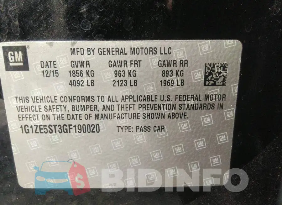 1G1ZE5ST3GF190020 Photo# 9