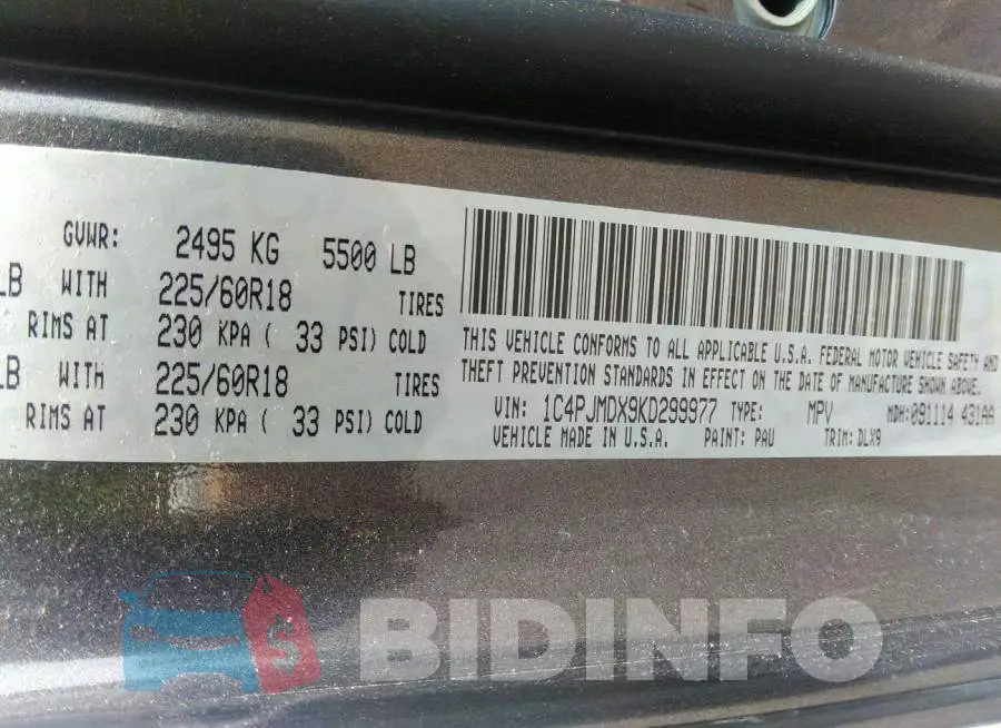 1C4PJMDX9KD299977 Photo# 9
