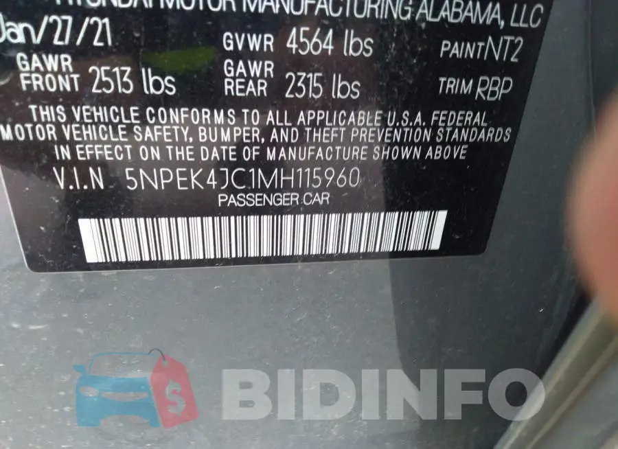 5NPEK4JC1MH115960 Photo# 9