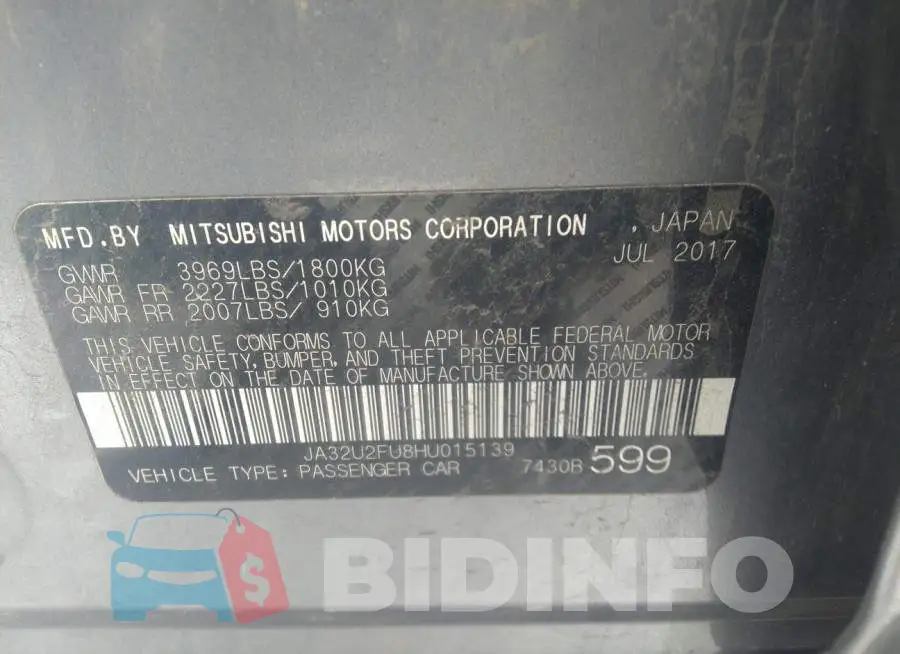 JA32U2FU8HU015139 Photo# 9