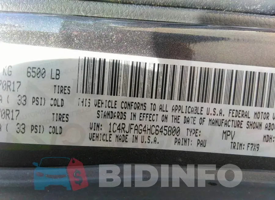 1C4RJFAG4HC645800 Photo# 9