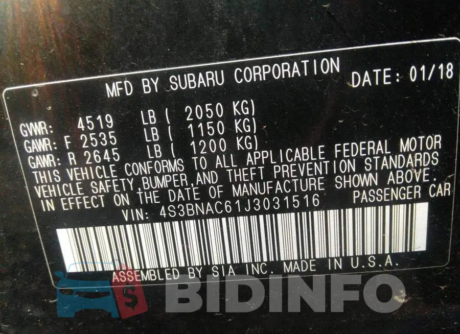 4S3BNAC61J3031516 Photo# 9