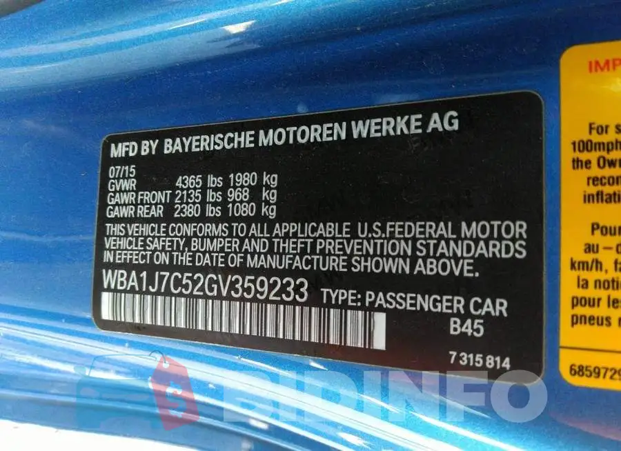 WBA1J7C52GV359233 Photo# 9