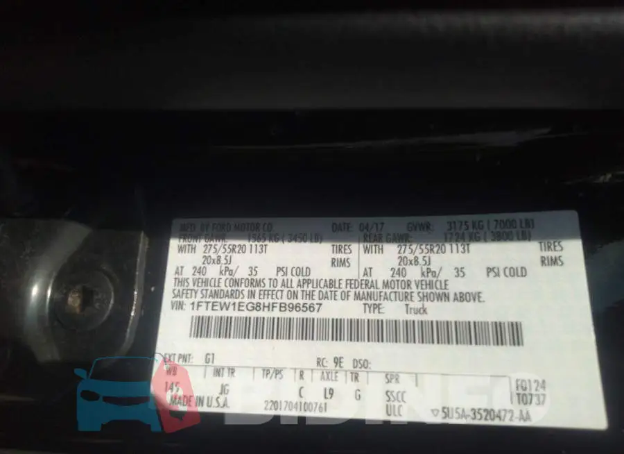 1FTEW1EG8HFB96567 Photo# 9