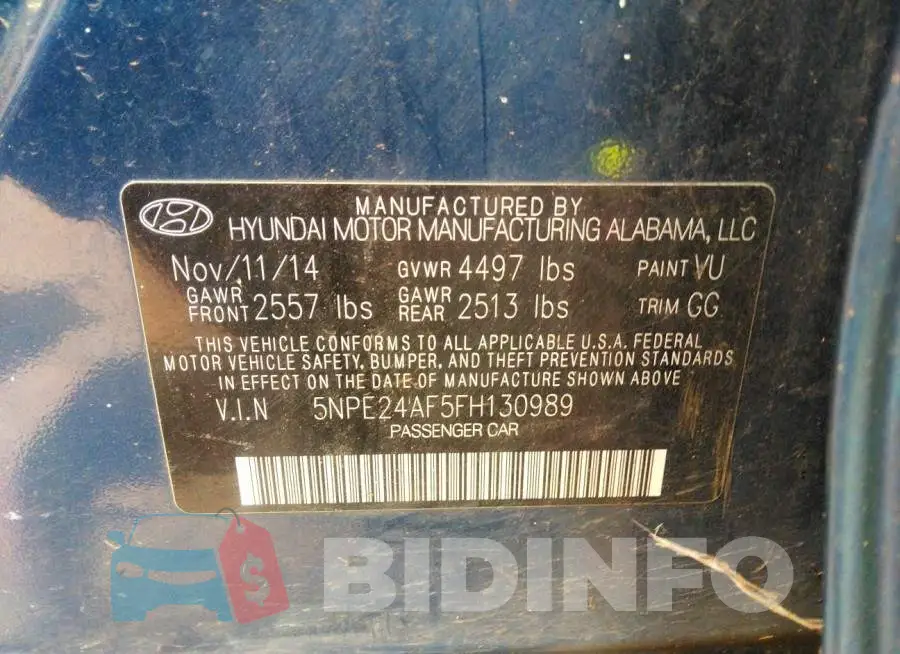 5NPE24AF5FH130989 Photo# 9