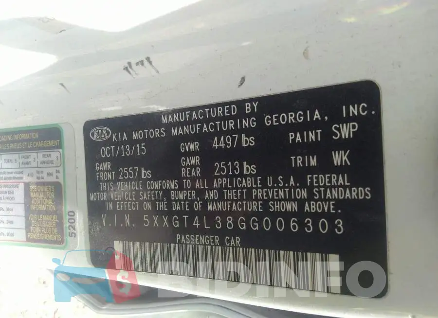 5XXGT4L38GG006303 Photo# 9