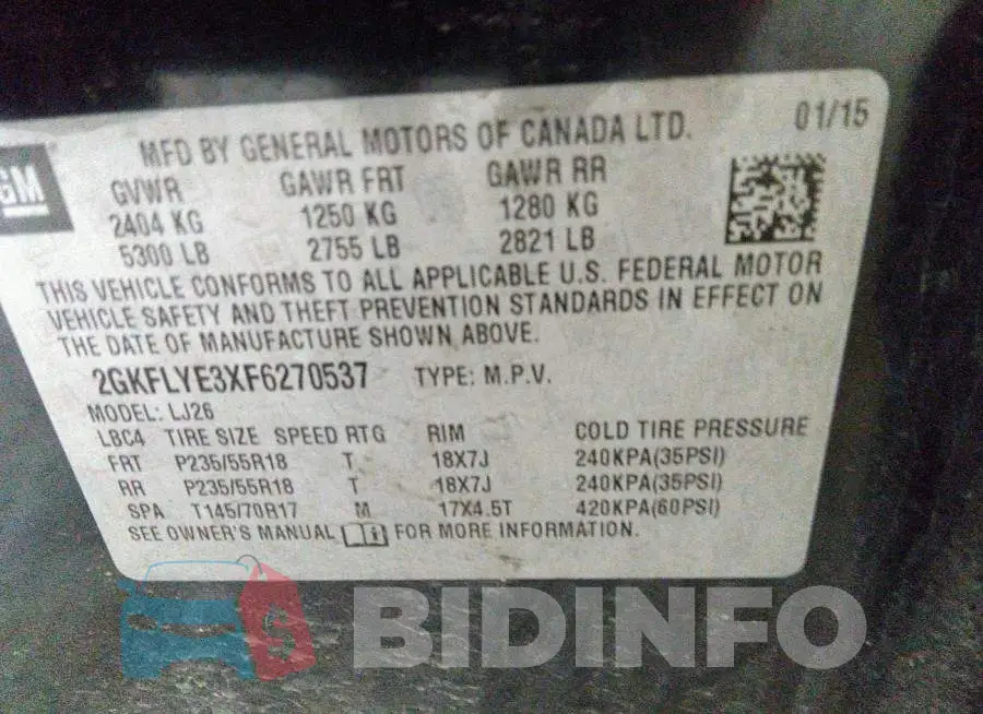 2GKFLYE3XF6270537 Photo# 9